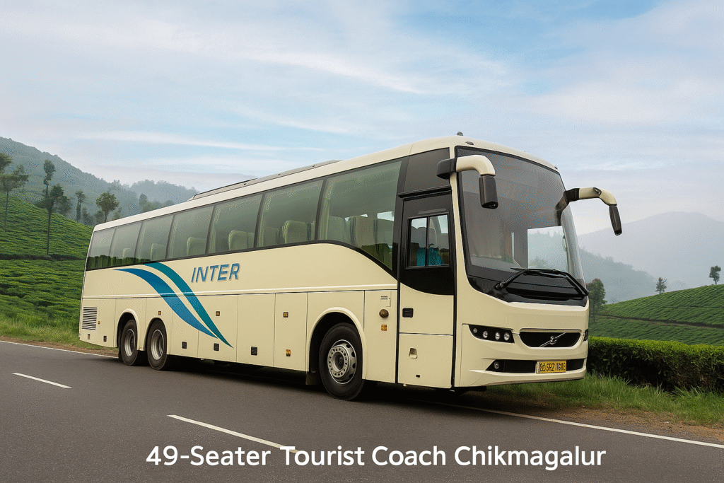 49-Seater Volvo Tourist Coach from Bangalore to Chikmagalur for Group Tours