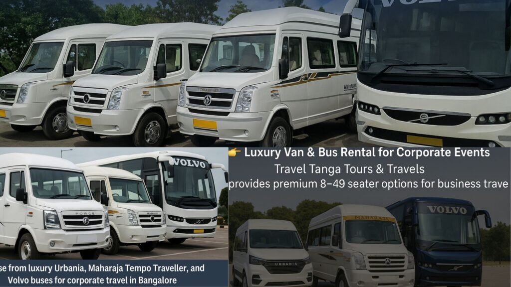 Luxury Van & Bus Rental for Corporate Events – Travel Tanga Tours & Travels provides premium 8–49 seater options for business travel