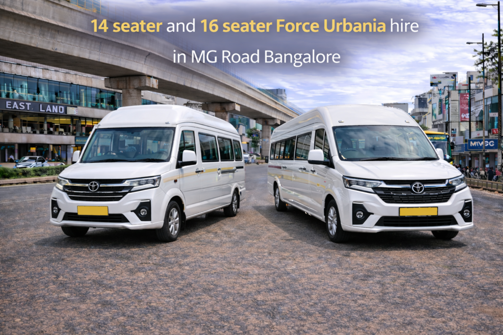 14 seater and 16 seater Force Urbania hire in MG Road Bangalore