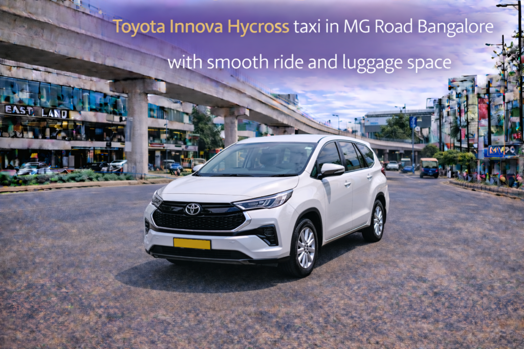 Toyota Innova Hycross taxi in MG Road Bangalore with smooth ride and luggage space