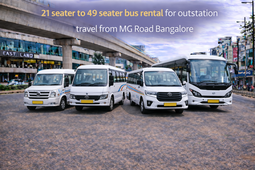 21 seater to 49 seater bus rental for outstation travel from MG Road Bangalore