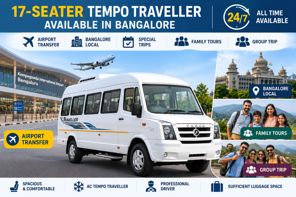 17-seater tempo traveler available in Bangalore