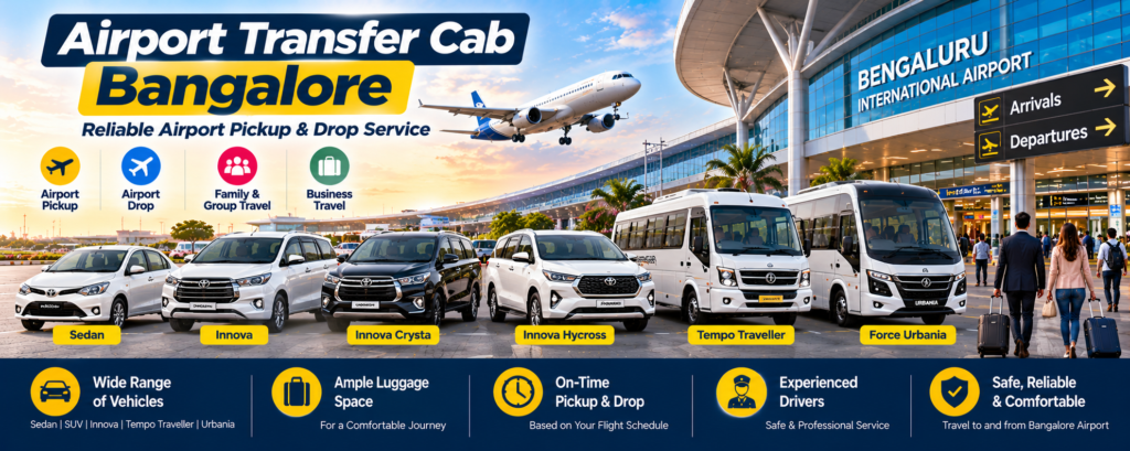 Airport transfer cab Bangalore for airport pickups and drop-offs