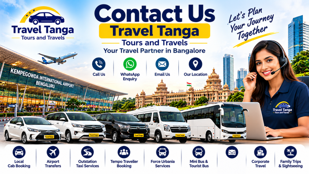 Contact Travel Tanga Tours and Travels for taxi booking in Bangalore