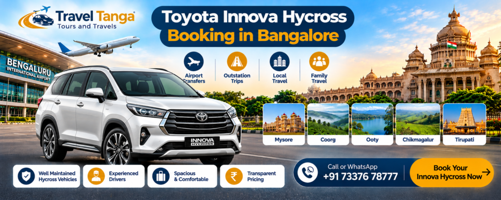 Toyota Innova Hycross booking in Bangalore with Travel Tanga Tours and Travels